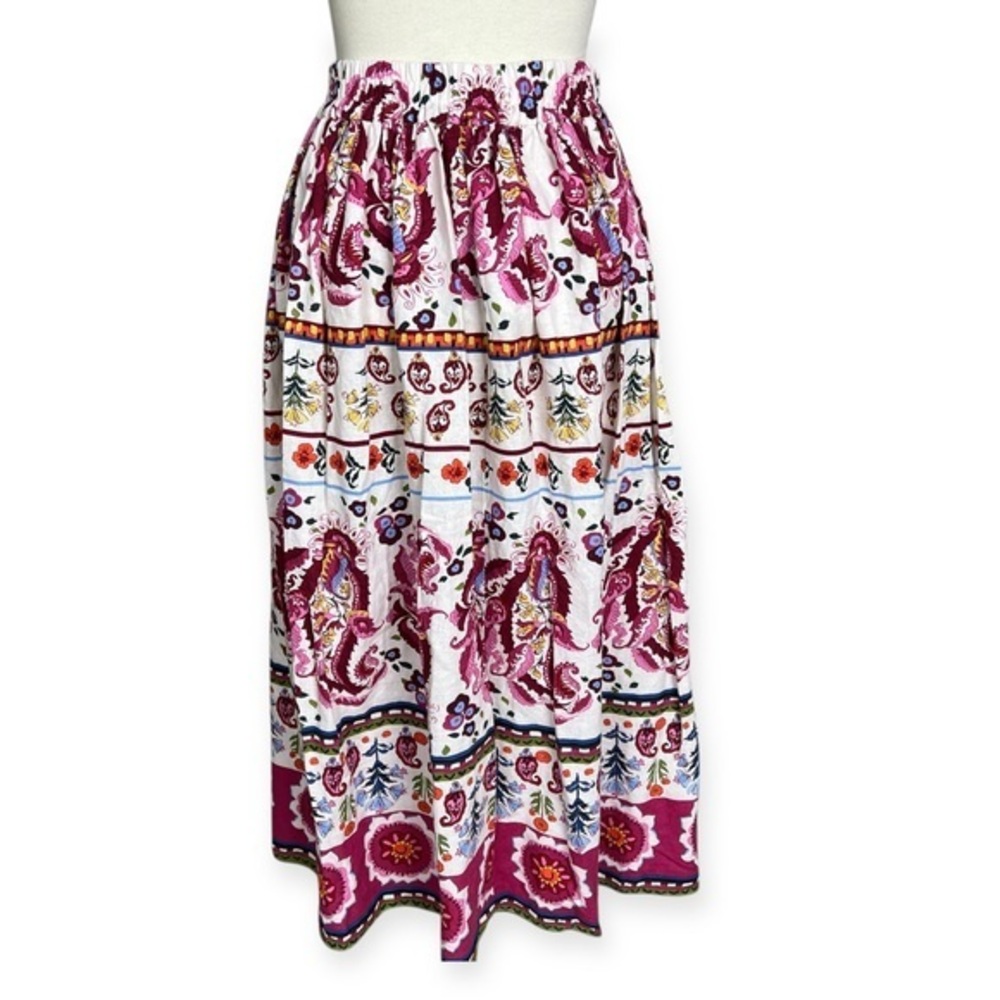 Caroline Constas Floral Paisley Linen Blend Midi Skirt Vacation Resortwear Sz M‎ - Picture 5 of 10